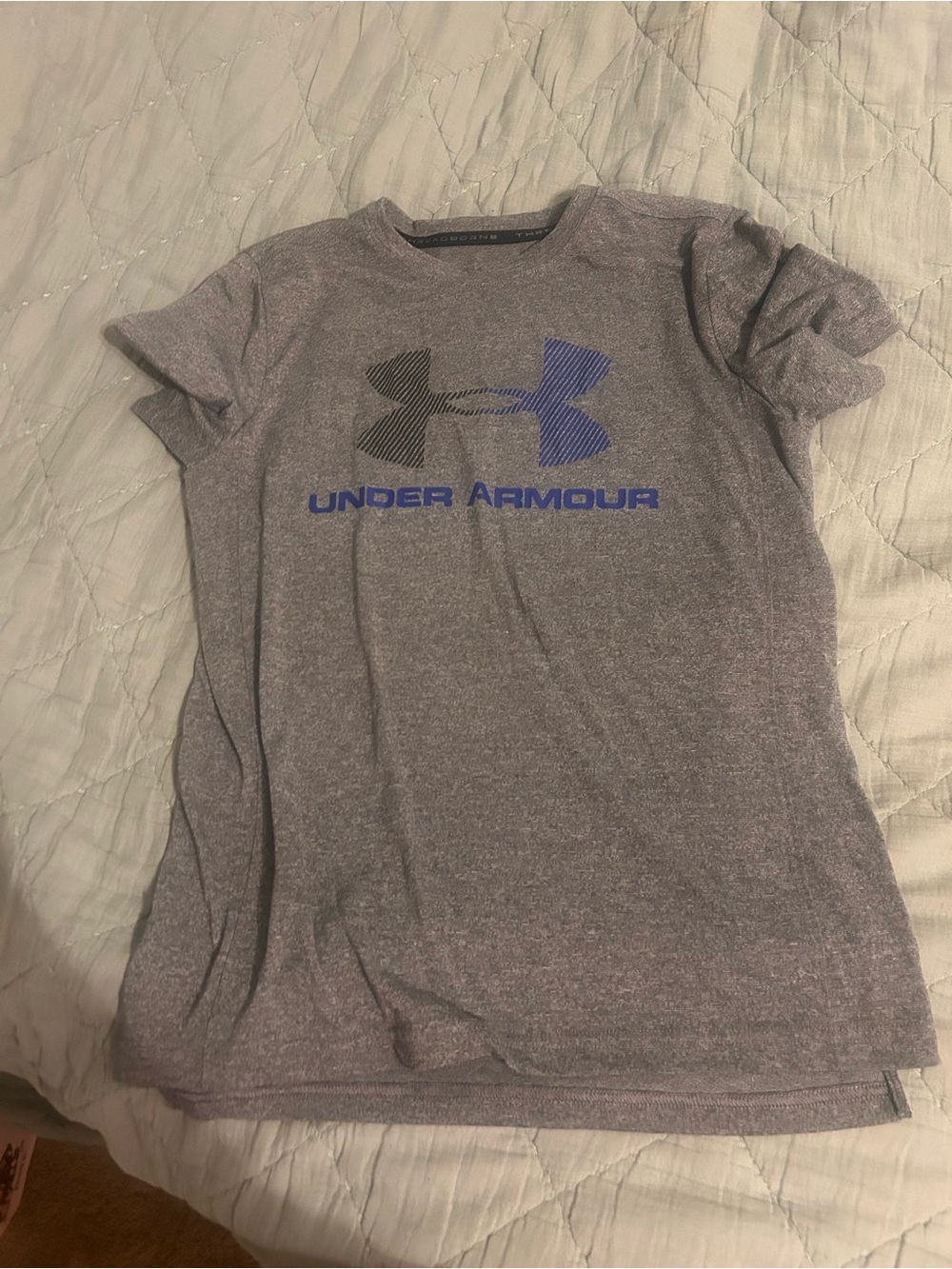Under Armour Heather Gray Tee with Blue Logo